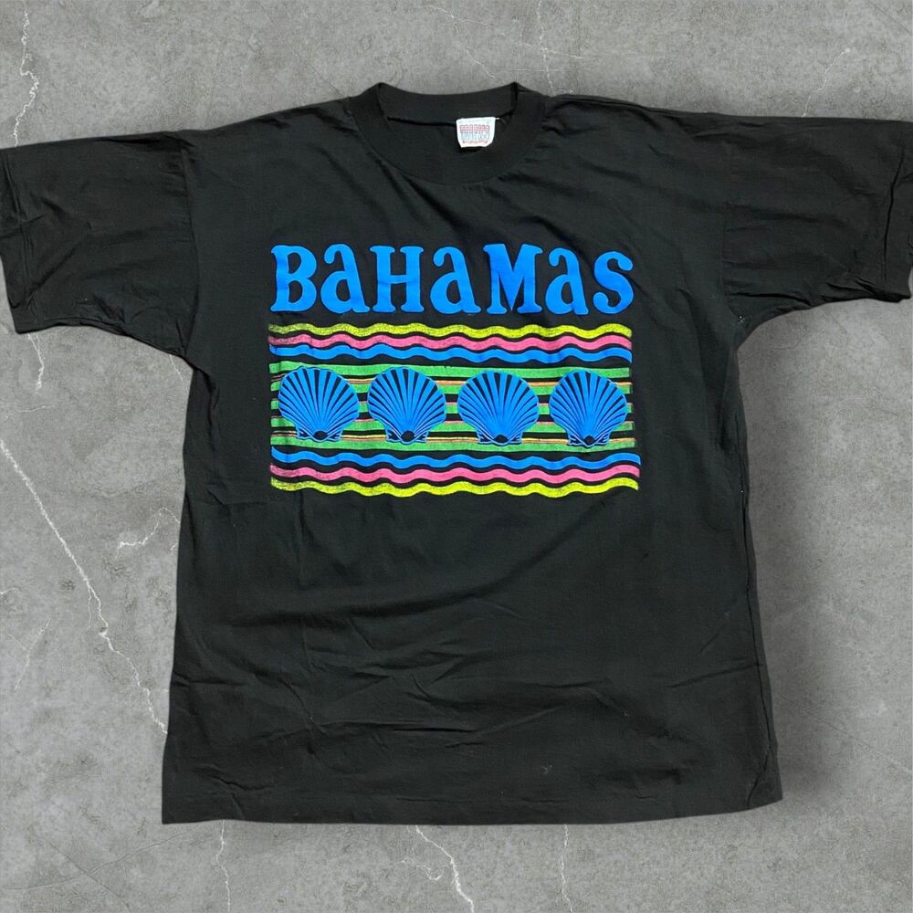 Tropics Vintage 80s Single Stitch Bahamas Black Blue T-Shirt Men's Size XL